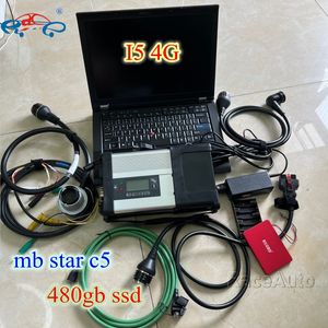 MB Star C5 SD Compact Auto Diagnostic Tool Interface Cables Used laptop T410 I5 CPU 4G RAM Latest S//oft/ware V12.2023 3in1 for Mercedes Cars Trucks Ready to Work