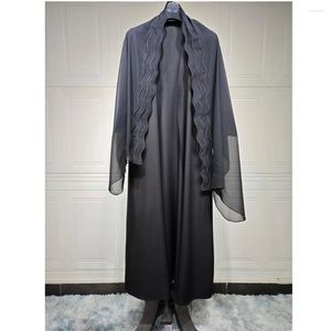 Etniska kläder öppna Abaya kvinnor muslimska broderier hijab maxi klänning kalkon kaftan arab mantel eid party kimono cardigan islam dubai jalabiya