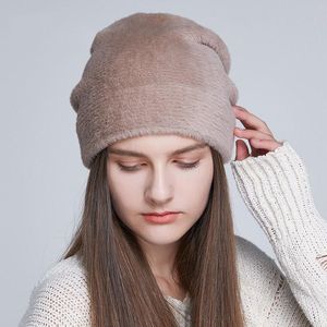 Berretti Beanie/Skull Caps Armorhero Donne semplici Cappelli caldi invernali Addensare Pelliccia artificiale Flanella Ciclismo all'aperto femminile Copertura antivento