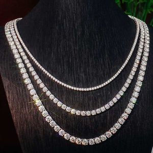 9k/10k Tennis Chain 2mm 16inch- 24inch Moissanite Prong Setting with Rhodium Plated Hiphop for Man