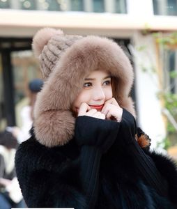 Berretti Cappellino per cappello lavorato a maglia naturale autentico con palla Copricapo invernale moda fatto a mano da donna Russo caldo