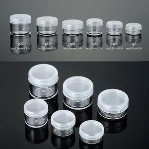 3g 5g 8g 10g 15g 20g Frascos de recipiente cosmético de plástico transparente com tampas PE Pote de creme cosmético Maquiagem Sombra para os olhos Unhas em pó Garrafa de joias Hsbr