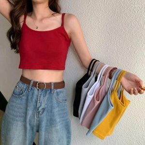 Yoga Outfit Women's Wild Spaghetti Strap Crop Cami Top 2024 Ladies Fashion Sexy Bodycon Sleeveless Casual Slim Basic Camisole Tube