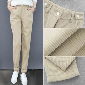 Spodnie damskie Capris Cord Cord Harem Pants for Women Wysokie talia Slim Elasty