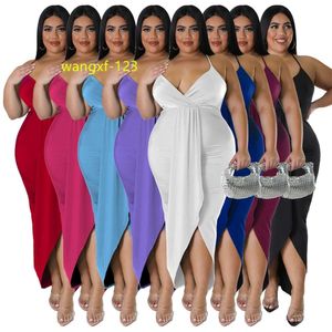 2023 Summer Plus Size Dress Women's Solid Halter Dress Sexy Women Clothing Spring Dress L-4XL for Women Boutique