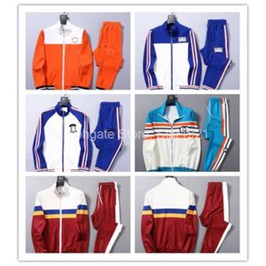 Primavera Verão Mens Mulheres Designers Tracksuits Bordado Letras Splicing Webbing Jacquard Carta Windbreaker Moda Terno Homens Respirável Zipper Laranja