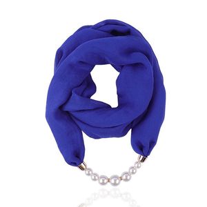 Halsdukar fast färg smycken uttalande halsband pärlhänge halsduk kvinnor bohemia halsskakning foulard femme tillbehör hijab butiker