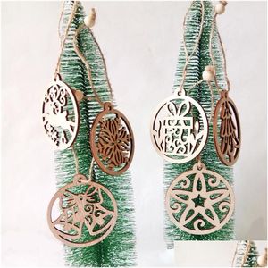 Julekorationer Vintage Wood Pendants Ornament Diy Crafts Xmas Tree Party Decor Kids Gift CT0411 Drop Delivery Home Garden Fe Dhghh