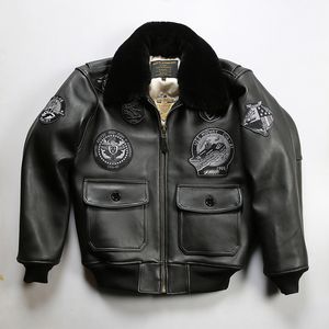 G1 Wings of Gold Leather Bomber Jacket Gitg Flight Suit Thicked Sheepskin