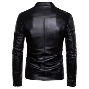 Men's Jackets Windproof Solid Color Jacket Winter Slim Fashion Motorcycle Chaqueta Hombre Black Leather Kurtka Sko