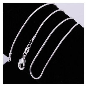 Łańcuchy 925 Sterling Sier gładkie wąż naszyjniki dla kobiet mody biżuterii homar klamr 1 mm rozmiar łańcucha 16-30 cala upuszczanie Penda Dhvdt