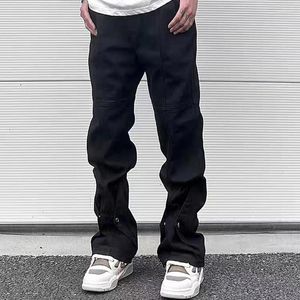 Calças de brim masculinas streetwear branco preto y2k baggy casual alargamento calças harajuku em linha reta sólida solta oversized unisex denim calças