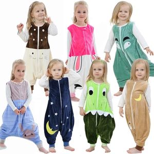 Pijama primavera flanela saco de dormir dos desenhos animados bebê menino menina roupas pijamas crianças macacão quente 231121