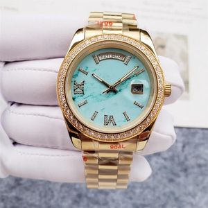 Wristwatches Men's Luxury Automechanical Stainless Steel 904L Emerald 40mm Diamond Dial High Quality Watch