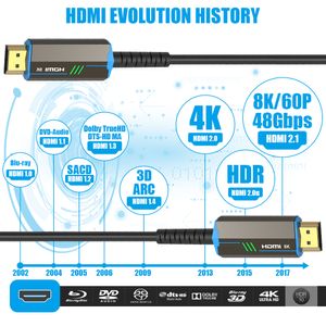 8K HDMI 2.1 Kabelfiberoptisk HDMI -kabel 120Hz 48Gbps HDR HDCP för HD TV Box Projector Game Console Ultra High Speed ​​Computer 20m 25m