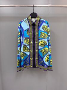 Bellissima camicia firmata di moda stile marchio di moda design monopetto versione allentata di taglia europea della camicia casual a maniche lunghe da uomo di lusso