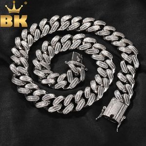 Pendant Necklaces THE BLING KING Luxury 18mm Baguettecz Miami Cuban Bracelet Necklace Iced Out Square Cubic Zirconia Link Chain Hiphop Jewelry 231121