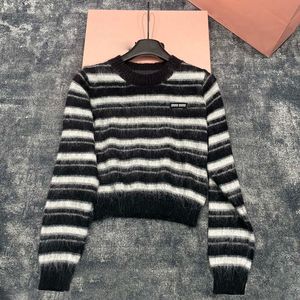 Listrado jumper topos suéteres feminino manga longa carta contraste cor jumpers outono primavera elegante camisola camisa