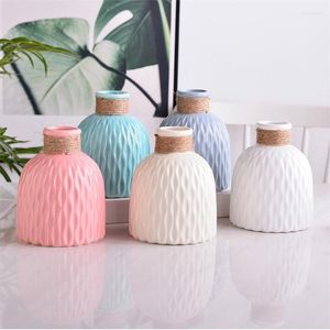 Vasi Vaso da fiori moderno Vaso da fiori in plastica bianco rosa Cestino Nordic Home Soggiorno Decorazione Ornamento Disposizione Deco