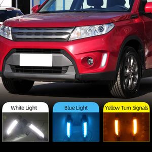 1 SET CAR LED DAYTIME Running Light DRL FOG Lamp med gul blinkers för Suzuki Vitara 2015 2016 2017 2018 2019 2020