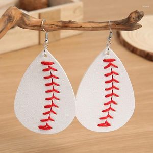 Dangle Earrings Creative Big Drop Baseball Leather Embroidered Pu Softball Fast Pitch Stitch