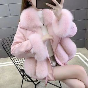 Womens Fur Faux Winter Suede Artificial Fox Fashion Union Together Jacket South Korea Keep Warm Short Sleeve Coat 231121