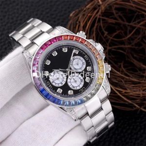 U1 Top AAA Relógio mecânico esportivo masculino, processo de diamante inserido à mão, luminoso à prova d'água, Daytonas 40 mm de diâmetro, diamante arco-íris, escolha de estilo de estrela da moda Presente Y577