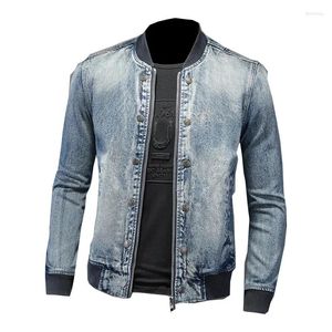 Herrjackor 2023 Fall Denim Jacket Bomber Fashion Baseball Uniform Coat