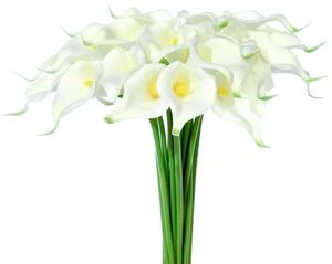 White PU Fake Flow Flower Artificial Calla Lily para decoração de casa Decoração de buquê de buquê de buquê de noiva para casamentos Decoração de buquê