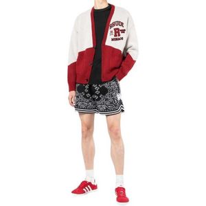 デザイナー服メンズパーカー秋冬 22 新しい Rhude ファッションハイストリートスプライスカレッジスタイル緩いリラックスしたニットセーターカーディガンコート男性