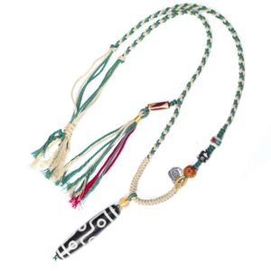 Handgefertigte gewebte Tigerzahn-Perlenkette, handgefertigter Damen- und Herrenschmuck, Halskette im tibetischen Ethno-Stil, gewebtes Seil