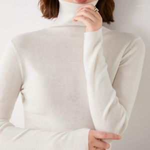 Women's Knits 2023 Autumn Winter Sweater Women Wool Blend Pullover Long Sleeve Turtleneck Slim Jumper Quality Warm Pull Femme WF184