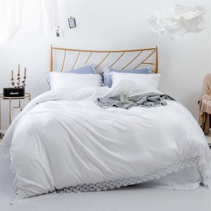 Bedding Sets Lace sólida translúcida cinza branco conjunto de cama criança cover de edredão