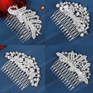 Shining Pearl Crystal Hair Pins Combs Wedding Bridal Rhinestone Hairpins Women Silver Color Headwear Party Hair Accessories