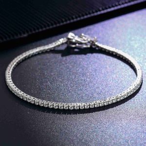 Iced Out 925 Sterling Silver Tennis Bracelet de 6-9 polegadas Corrente de tênis de 2 mm de ponteira de moissanite diamante para mulheres mulheres