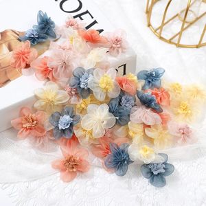 Flores decorativas 10/20pcs Artificial Flower Head Chiffon Decoração de casa Fake Decoração de casamento 2023 Ano de Natal Diy Wreath Handicraft Handicraft