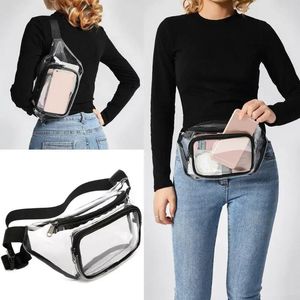 Midjeväskor PVC Women Fanny Pack Belt Bag Hip Bum Clear Transparent bröstpåse Justerbar rem för konserter Sportsväska