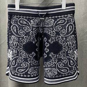 Men s shorts sommar vintage paisley tryck kashmir stickad högkvalitativ broderad svettpant social klubb kläder 230421