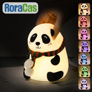 Nattlampor USB LED -ljus laddningsbar panda lampa rum dekoration skrivning belysning säkerhet silikon baby sovrum söt gåva till barn