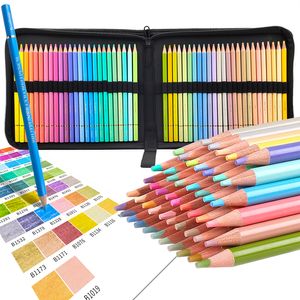 Pencils Brutfuner Macaron 50 Colors Professional Artist Colored Pencils Soft Core Case Bag For School Drawing Sketching Art Supplies 230420