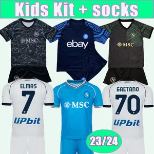 23 24 Naples Kids Kit Soccer Jerseys OSIMHEN KVARATSKHELIA ZIELINSKI POLITANO ELMAS Home Away 3rd Halloween edition Training Clothes Football Shirts