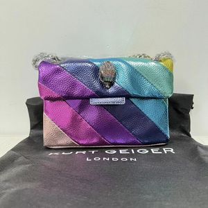 Popularne projektanci damski Kurt Geiger Bag Eagle Head Diamond London Mini Kensington Crossbody torebki tęczowe torebki na ramię skórzane kobiety łańcuch małych klap