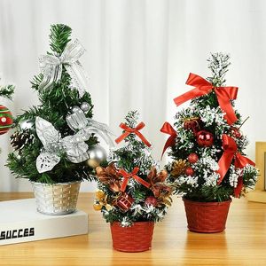 Decorações de natal 20/29cm mini árvore decoração artificial bola de natal pequenas plantas de pinheiro bonsai para decoração de casa ano