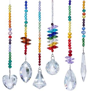 Trädgårdsdekorationer H D Pack med 6 färgglada kristallkronkronor solfångare som hänger prydnad Chakra Crystal Pendants for Home Office Garden Decoration 231120