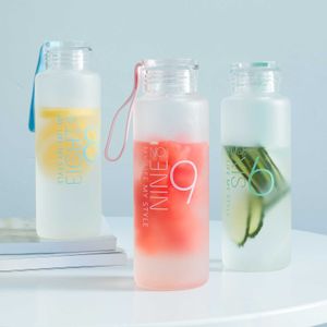 Mugs Frosted Glass Water Bottle Healthy Water Container Summer Lemon Cup Drink Bottles Outdoor Picnic Home Simplicity Coffee Mug Z0420