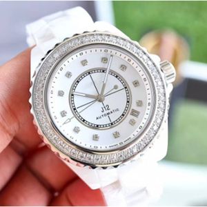 33mm 38mm Orologi con diamanti uomo Donna Famoso orologio in ceramica moda oro Orologio da polso da donna al quarzo Orologio da donna in acciaio femminile Relojes Para Mujer Polso J12