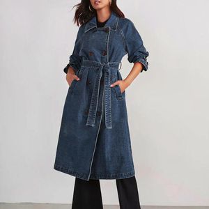 Damenjacken Herbst Einfarbig Langarm Revers Doppel Laufjacke Warme Frauen Für Damen Isolierte Denim