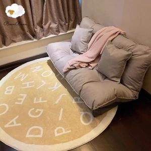 Matten Alphabet Flauschige Teppiche für Wohnzimmer Gelber Teppich für Kinderzimmer Plüsch Babi Spielmatte Weicher Kinderteppich Runder Teppich für Schlafzimmer 231121