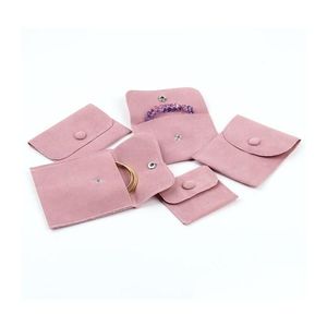 Jewelry Pouches Bags Gift Packaging Envelope Bag With Snap Fastener Dust Proof Jewellery Pouches Made Of Pearl Veet Pink Blue Color Dhfat