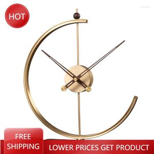 Table Clocks Fashion Large Clock Gold Metal Art Creative Electronic Industrial Standing Sveglia Da Comodino Watch Desk